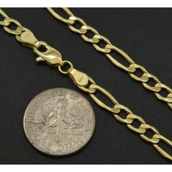 NEW 10k Real Yellow Gold 4.6mm Figaro Link Chain 18" 20 22 24" - Picture 1 of 6